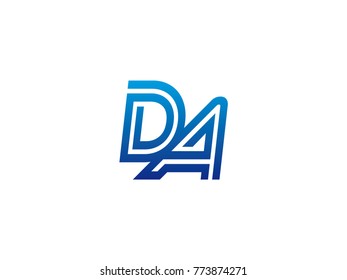 Blue letter DA logo vector