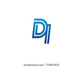 Blue letter DI logo vector