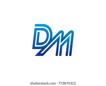 Blue letter DM logo vector