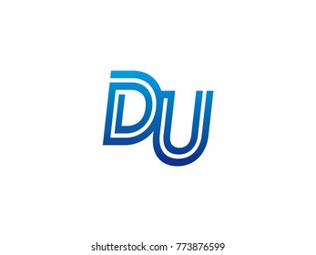 Blue letter DU logo vector