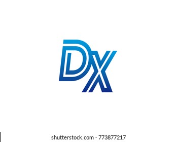 Blue letter DX logo vector