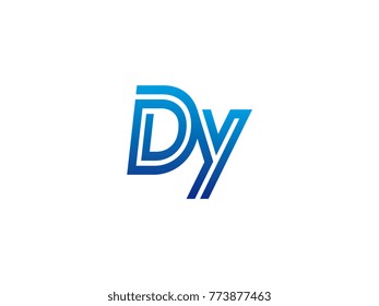 Blue letter DY logo vector