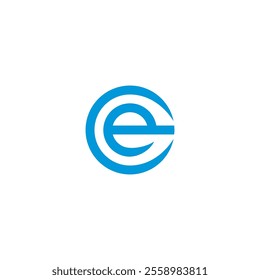 A blue letter "E" logo with a circular design, suggesting a connection to the letter and a global or continuous concept. The bold, simple lines convey a sense of strength and stability