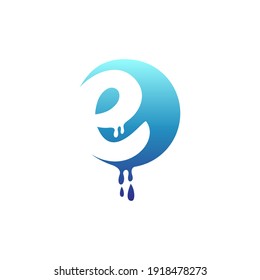 Blue letter e logo with water drop shape