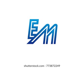 Blue letter EM logo vector