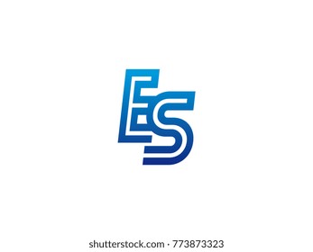 Blue letter ES logo vector