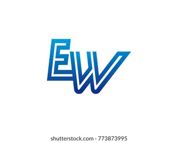 Blue letter EW logo vector