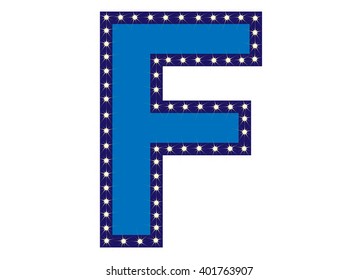 Blue letter F with light