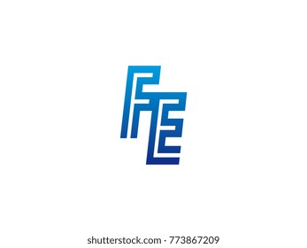 Blue letter FE logo vector