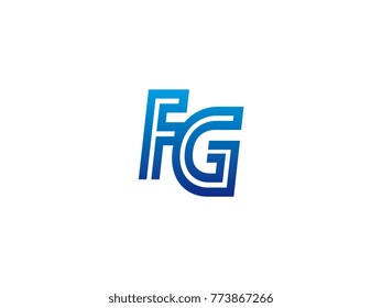 Blue letter FG logo vector
