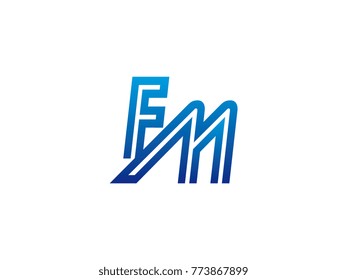 Blue letter FM logo vector