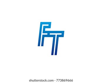 Blue letter FT logo vector
