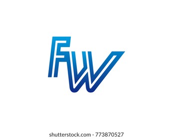 Blue letter FW logo vector