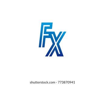 Blue letter FX logo vector