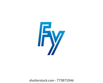 Blue letter FY logo vector