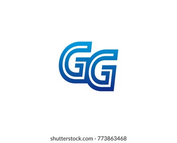 Blue letter GG logo vector