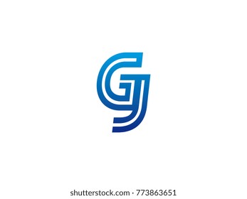 Blue letter GJ logo vector