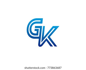 Blue letter GK logo vector