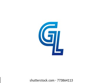 Blue letter GL logo vector