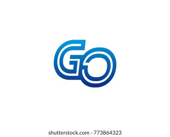 Blue letter GO logo vector