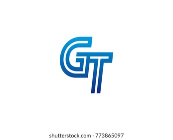 Blue letter GT logo vector