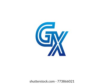 Blue letter GX logo vector