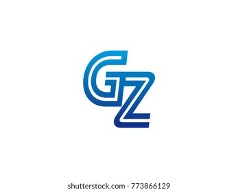 Blue letter GZ logo vector