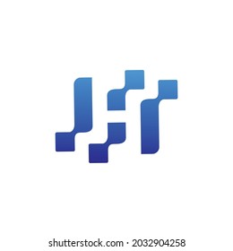 Blue letter H logo icon design template element with pixel wave