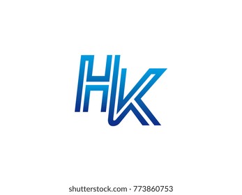 Blue letter HK logo vector