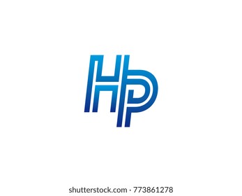 Blue letter HP logo vector