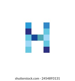 blue letter H,simple pixels vector logo symbol