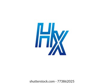 Blue letter HX logo vector