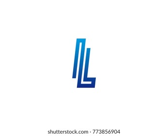 Blue letter IL logo vector