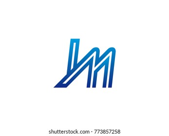 Blue letter IM logo vector