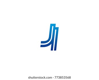 Blue letter JI logo vector