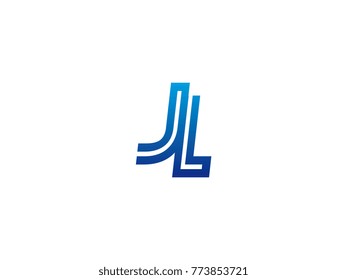 Blue letter JL logo vector