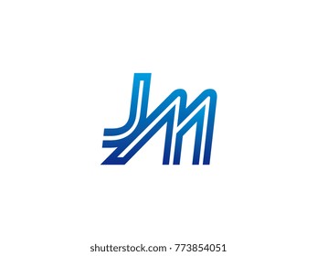 Blue letter JM logo vector