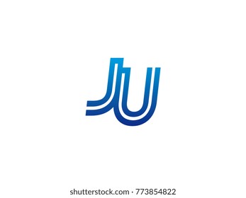 Blue letter JU logo vector