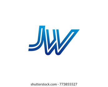 Blue letter JW logo vector