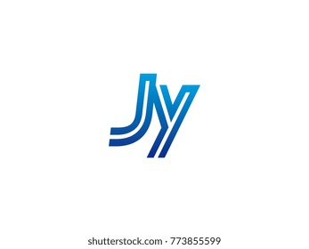 Blue letter JY logo vector