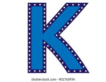 Blue letter K with light