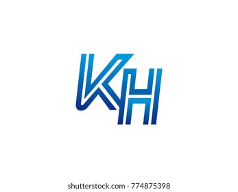 Blue letter KH logo vector