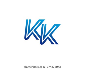 Blue letter KK logo vector
