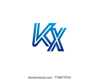 Blue letter KX logo vector
