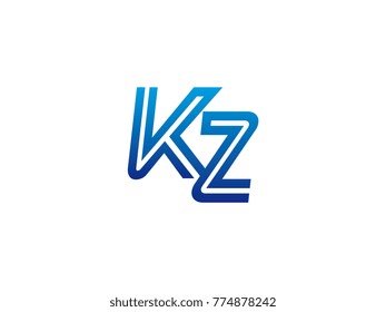 Blue letter KZ logo vector