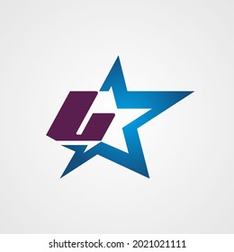 Blue Letter L Star Logo Vector