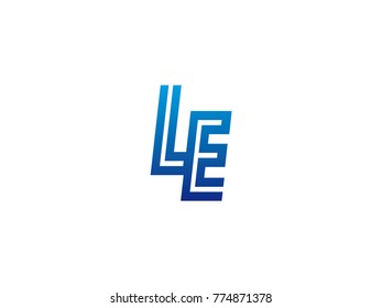 Blue letter LE logo vector