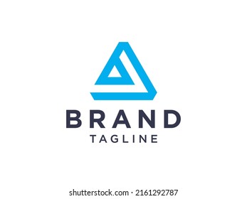 Blue Letter A Logo Geometric Triangle isolated on white background. Flat Vector Logo Design Template Element
