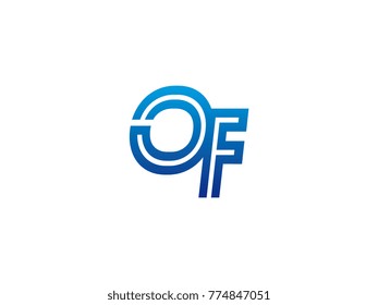 Blue letter OF logo vector