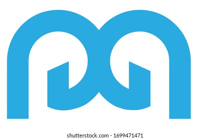 letra azul m blu en blanco